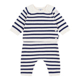 Petit Bateau Striped Knit Sweater & Pants Set ~ White/Navy