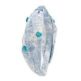 Bari Lynn Glitter Heart Tie Dye Denim Knot Headband