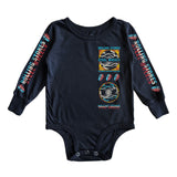 Rowdy Sprout Rolling Stones Racing Steel Wheels l/s Onesie ~ Vintage Black
