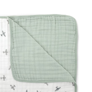 Little Unicorn Organic Cotton Muslin Quilt ~ Pewter Planes