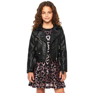 Hannah Banana Heart Sequin Drop-Waist Dress ~ Black/Pink