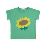 Bobo Choses Baby Sunflower T-Shirt & Vichy Ruffle Shorts Set ~ Light Green/Yellow