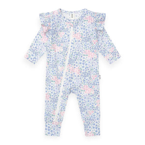 Huxbaby Flower Garden Frill Romper ~ Blue Multi
