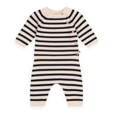 Petit Bateau Striped Knit Sweater & Pants Set ~ Navy/Cream