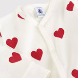 Petit Bateau Heart Print Romper ~ White/Red