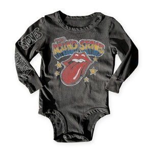 Rowdy Sprout Rolling Stones Tongue l/s Onesie ~ Vintage Black