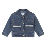 Mayoral Baby Girl Denim Jacket w/ Embroidered Pockets ~ Dark Wash