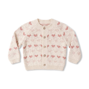 Quincy Mae Hearts Knit Cardigan ~ Natural