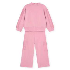 Mayoral Girls Zip Sweatshirt & Wide Leg Sweatpants Set ~ Rose