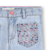 Billieblush Rhinestone Pocket Denim Pants ~ Double Stone/Bleach