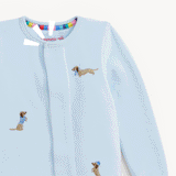 Magnetic Me Embroidered Velour Footie ~ Blue Dogs