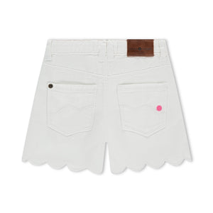 Babyface Girls Scalloped Hem Denim Shorts ~ White