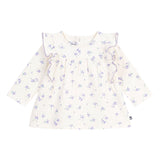 Petit Bateau Baby Floral l/s Blouse w/ Ruffles & Corduroy Pants Set ~ Cream/Purple