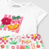 Mayoral Baby Girl 3D Fruit Top & Two Leggings 3pc Set ~ Hibiscus