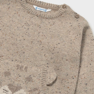 Mayoral Baby Boy Tiger Face Sweater ~ Tweed