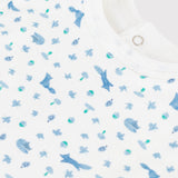 Petit Bateau Fox Print Bib ~ Blue Multi