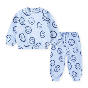 Molo Baby Disc Sweatshirt & Simeon Sweatpants Set ~ Blue Moon Moods