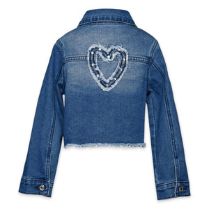 Baby Sara Heart Patch Denim Jacket ~ Blue