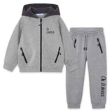 Mayoral Boys Bi-material Zip Hoodie & Sweatpants Set ~ Fog