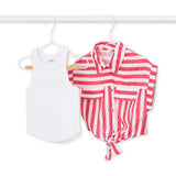 Mayoral Girls Striped Blouse w/ Tank Top 7-12 ~ Persimmon