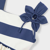 Mayoral Girls Asymmetric Striped Flower Dress ~ Porcelain