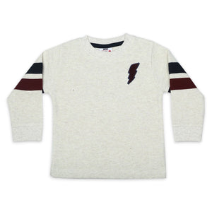 Mish Moto Striped Sleeve Bolt Thermal l/s Tee ~ Oatmeal/Burgundy/Navy