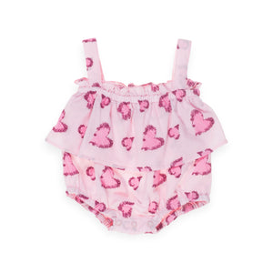 Yell-Oh! Baby Girl Embroidered Hearts Frilled Bubble Onesie