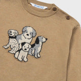 Mayoral Baby Boy Knit Puppies Sweater ~ Heathered Cookie