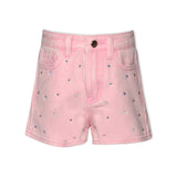 Baby Sara Denim Shorts w/ Rhinestones ~ Pink