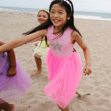 Petite Hailey Star Sleeveless Tutu Dress ~ Hot Pink