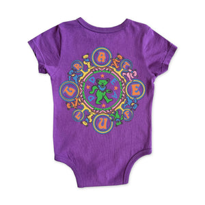 Rowdy Sprout Grateful Dead Kaleidoscope Bears s/s Onesie ~ Plum Diggity