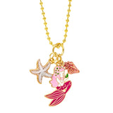 Tiny Treats & Zomi Gems Mermaid, Starfish & Shell Charm Gold Necklace