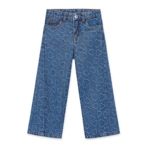Mayoral Girls Heart Print Jeans ~ Medium Wash