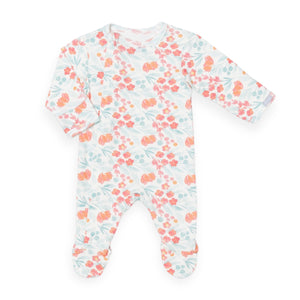 Coccoli Modal Zipper Footie ~ Cream/Multi Floral