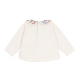 Petit Bateau Baby Top w/ Floral Print Collar & Leggings Set ~ Cream/Multi