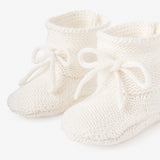 Elegant Baby Garter Knit Booties ~ Whisper White