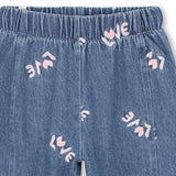 Billieblush Baby Love l/s T-Shirt w/ Ruffle & Embroidered Denim Pants Set ~ Pink/Blue