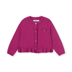 Mayoral Baby Girl Knit Ruffle Cardigan ~ Magenta