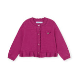 Mayoral Baby Girl Knit Ruffle Cardigan ~ Magenta