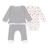 Petit Bateau Striped Cardigan, Boat Print Onesie & Pants Set ~ White/Navy