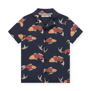 Babyface Boys s/s Printed Button Down Shirt ~ Koi/Dark Royal