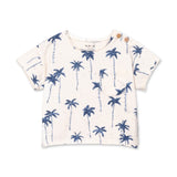 Play Up Baby Palm Tree Print T-Shirt & Jersey Pants Set ~ Natural/Blue