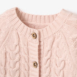 Elegant Baby Horseshoe Cable Knit Cardigan ~ Blush