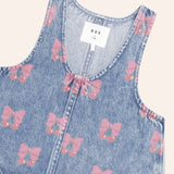 Huxbaby Dreamy Denim Cherry Dress & Ribbed l/s Top Set ~ Blue Multi/Strawberry Creme