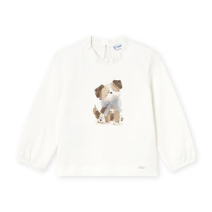 Mayoral Baby Girl Tulle Embellished l/s Top ~ Cream