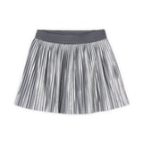 Mayoral Girls Knit Sweater w/ Sequins & Pleated Faux Leather Skirt Set 7-12 ~ Silver