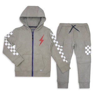 Appaman Boys Strivers Hoodie & Empire Sweats Set ~ Cement