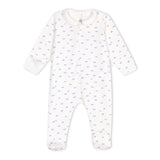 Petit Bateau Front Zip Cloud Print Footie w/ Collar ~ White/Blue