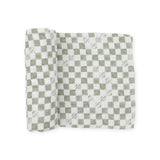 Little Unicorn Organic Cotton Muslin Swaddle ~ Green Checker