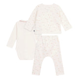 Petit Bateau Onesie, Cardigan & Pants Set ~ Cream Multi